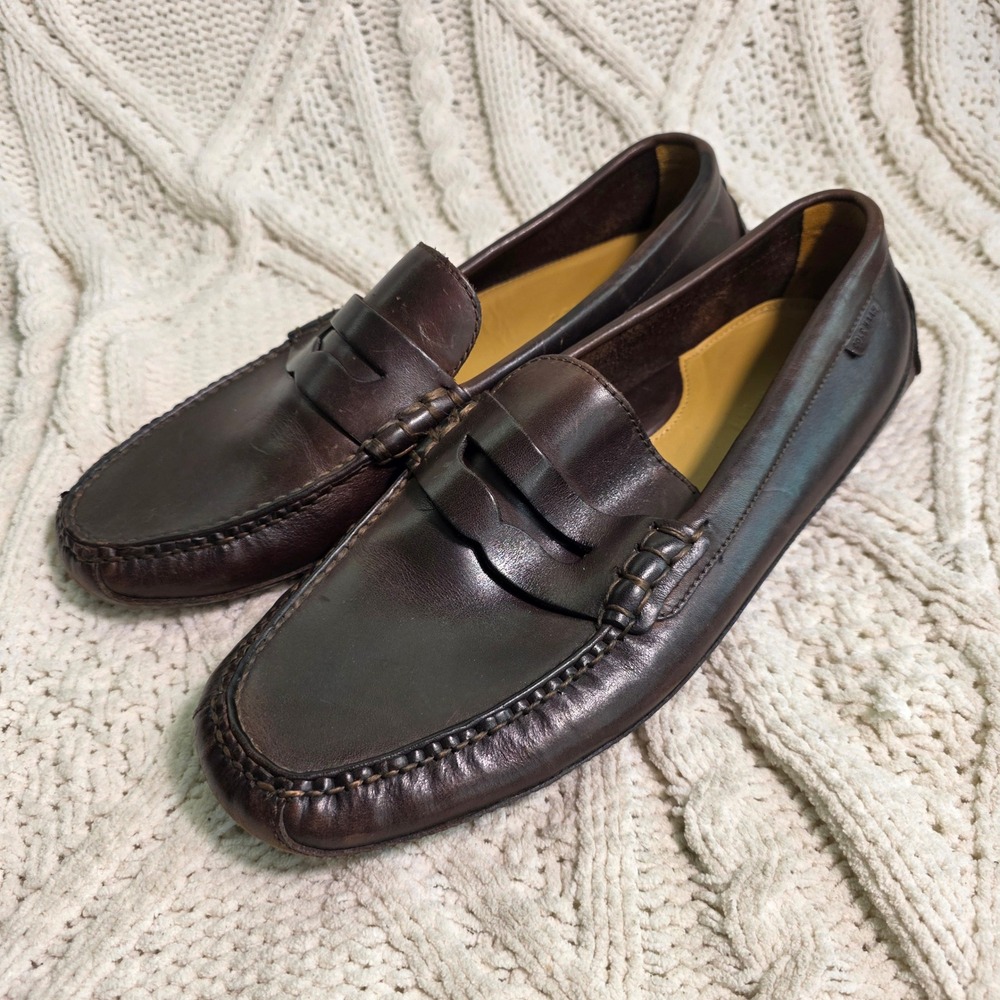 Cole Haan Gunnison Driver Dark Rich Brown Leather Penny Loafers Mens 10‎ C12133